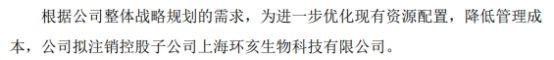 环海生物拟注销控股子公司上海环亥生物科技有限公司(图1)