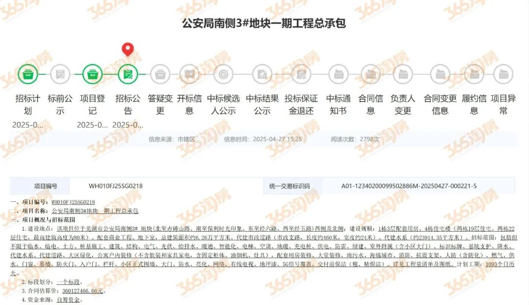 36亿！计划工期3年！芜湖扁担河板块27万纯新盘项目一期工程招标开启！(图3)